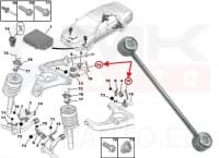 Tulede/nivoo kõrguseanduri hoob tagasillale OEM Peugeot 607