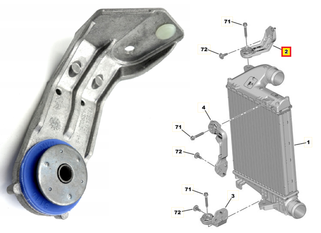 Turbo vahejahuti kinnituskronstein ülemine OEM Citroen Jumpy/Peugeot Expert 2016-