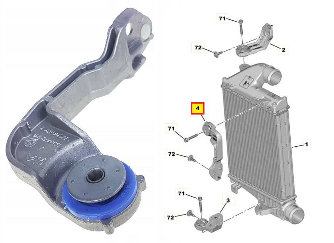 Turbo vahejahuti kinnituskronstein ülemine OEM Citroen Jumpy/Peugeot Expert 2016-