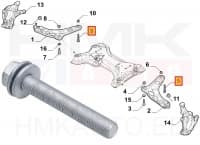 Esisilla õõtshoova kinnituspolt, tagumine OEM Renault Trafic II,III