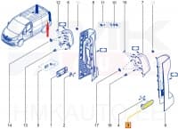Liugukse juhtsiini otsa kate vasak OEM Renault Trafic/Opel Vivaro 2014-  LWB