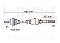 Veovõll parem Citroen C4, DS4 / Peugeot 308,3008,5008  MC-k.kast