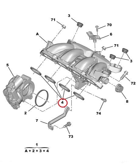 Sisselaskekollektori tihendikomplekt OEM Citroen/Peugeot EP6