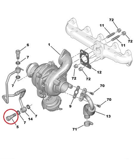 Turbo õlitustoru kinnituspolt OEM Citroen/Peugeot 1,4/1,6 (alumine)