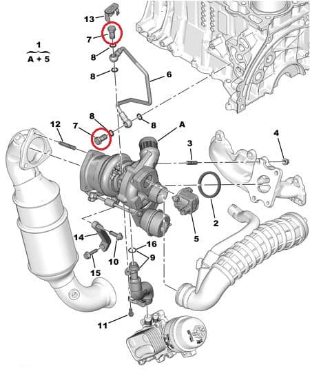 Turbo õlitustoru kinnituspolt OEM Citroen/Peugeot 1,6 EP6