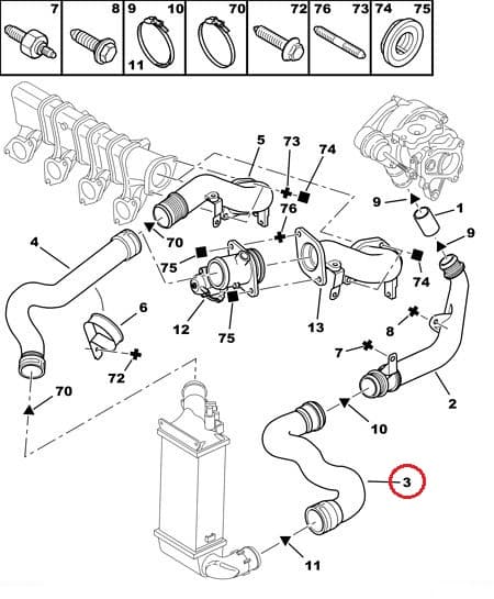 Turbo õhuvoolik OEM Citroen C5, Peugeot 406 2,0HDI
