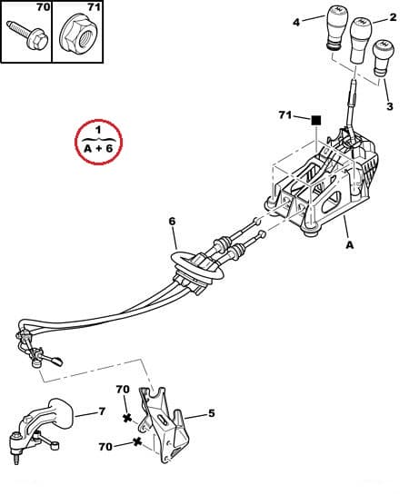Käigukang kulissi ja trossidega Citroen C2/C3 MA k.kast
