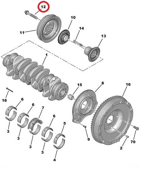 Väntvõlli rihmaratta polt OEM Jumper/Boxer/Ducato 2,2HDI