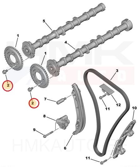 Nukkvõlli ketiratta polt M8x1,25-L16 OEM Jumper/Boxer 2,2HDi