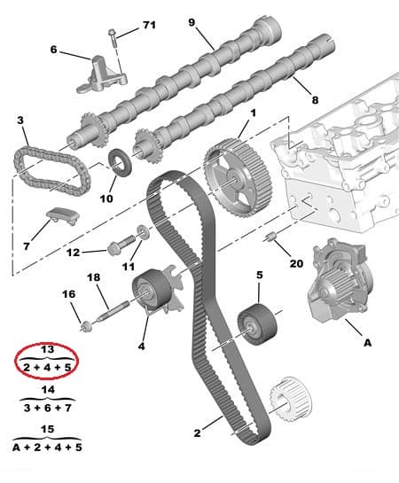 Hammasrihma komplekt OEM Citroen/Peugeot 2,0HDi 2009-