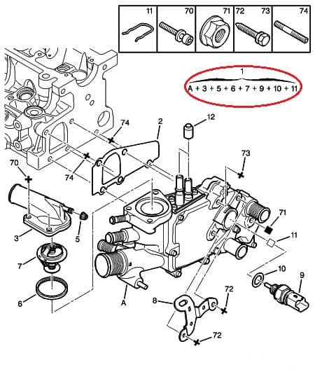 Termostaat korpusega OEM Citroen/Peugeot 2,0HDi