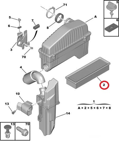 Õhufilter Citroen/Peugeot 1,1-1,4 10tk