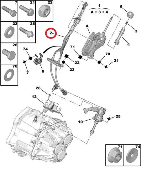 Käiguhoovastiku trosside komplekt OEM Jumper/Boxer/Ducato 3,0HDI 2006-