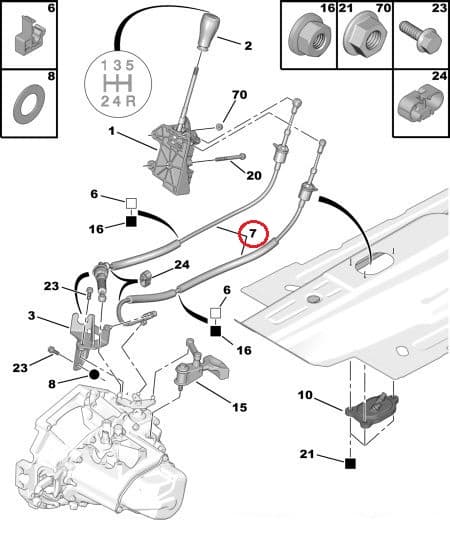 Käiguhoovastiku trosside komplekt OEM Citroen Nemo/Peugeot Bipper MA k.kast