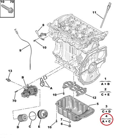 Õlifiltri korpuse tihendikomplekt OEM Citroen/Peugeot