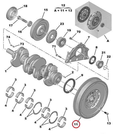 Kahemassiline hooratas OEM Citroen/Peugeot 2,0HDI