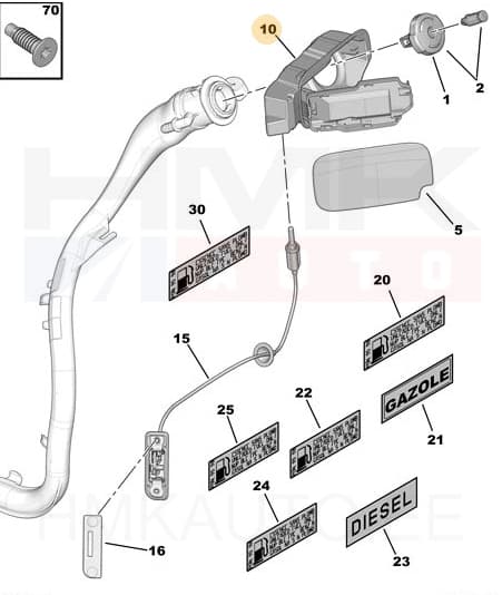 Kütuse täiteava korpus OEM Partner/Berlingo 2012-