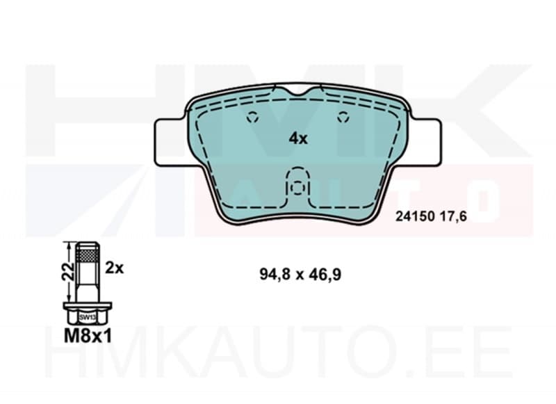 Piduriklotside komplekt tagumine Citroen C4/Peugeot 207,307