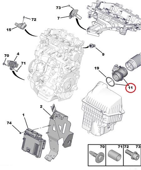 Õhukulumõõtja(MAF) OEM Citroen/Peugeot 2.0HDI
