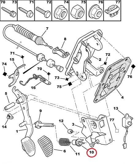 Siduripedaali vedru kinnitus OEM Berlingo/Partner 1.6HDI
