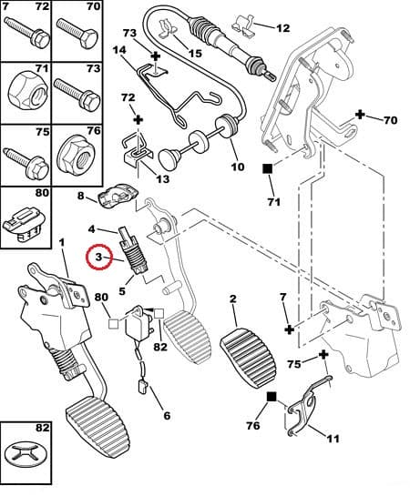 Siduripedaali vedru OEM PSA