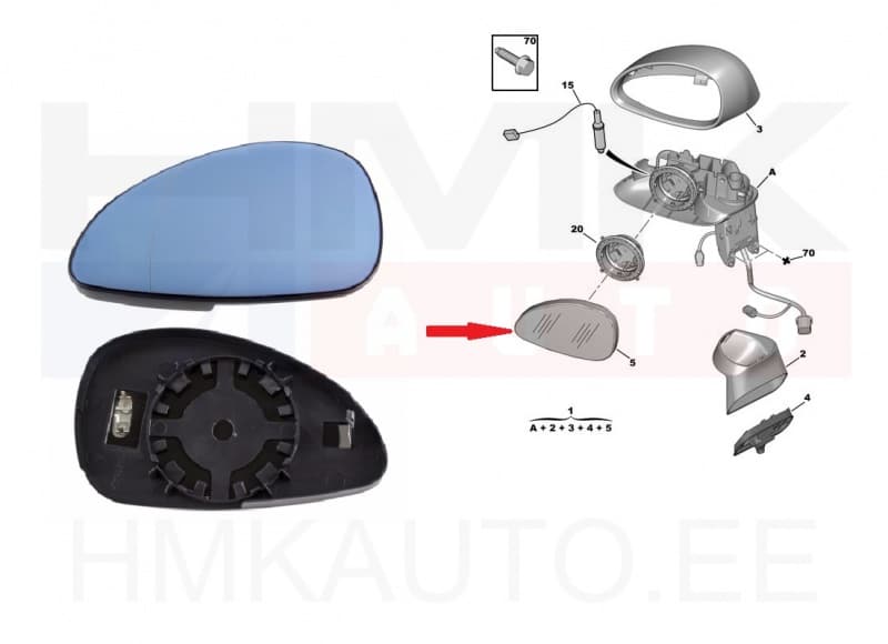 SOODUS!!! Peegliklaas vasak soojendusega Citroen C4