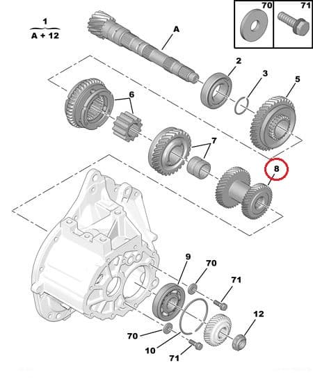 3-4. käigu hammasratas OEM Citroen/Peugeot BE4N käigukast