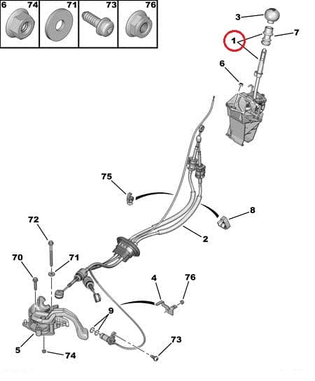 Käigukang kulissiga OEM Jumpy/Expert/Scudo 2007- ML6