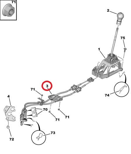 Käiguhoovastiku trosside komplekt Citroen C1/Peugeot 107