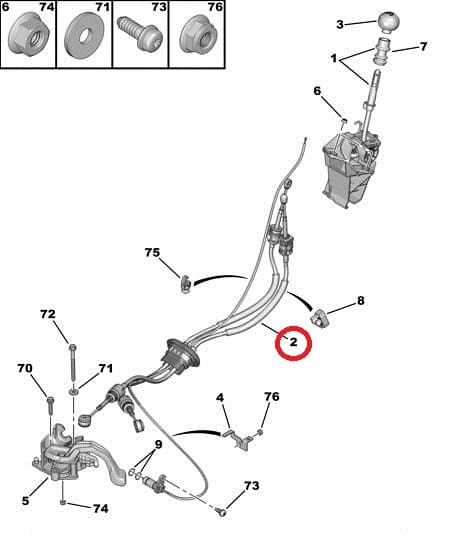 Käiguhoovastiku trosside komplekt Citroen Jumpy/Peugeot Expert 07- ML6C