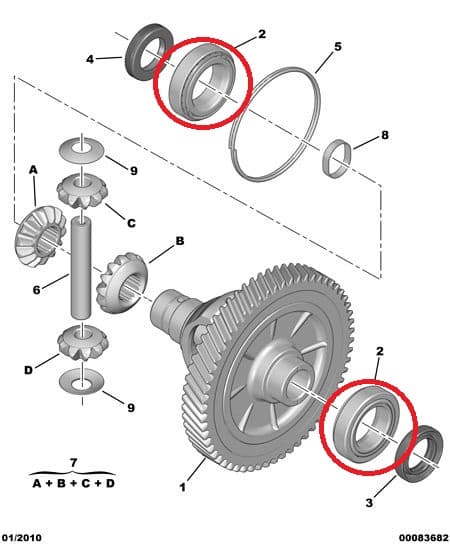 Käigukasti laager (differentsiaal) 38x63x17 Citroen/Peugeot MA/BE3/BE4 k.kast