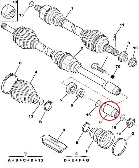 Veovõlli vahepuks OEM Citroen/Peugeot