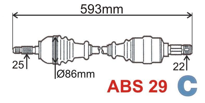 Veovõll komplektne vasak Partner/Berlingo ABS 29