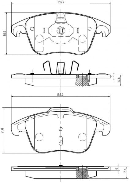 Piduriklotside komplekt eesmine Citroen C4, C4 Picasso, DS4, DS5 / Peugeot 3008, 5008