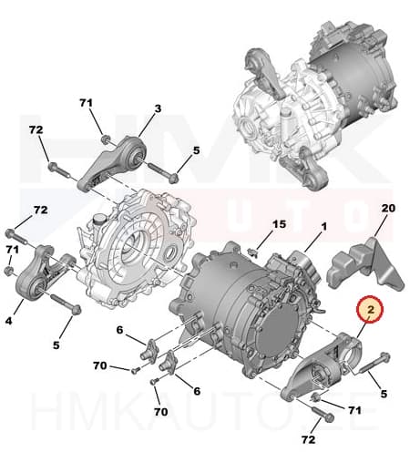 Veovõlli tugilaagri korpus (parem tagumine) OEM Peugeot 3008/508 hübriid
