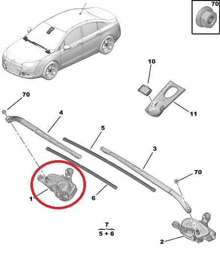 Klaasipühkija mootor parem OEM Citroen C5 2008-
