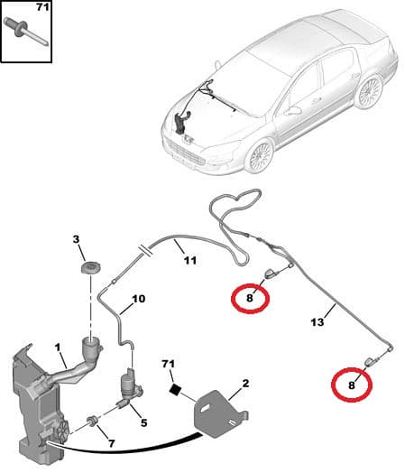 Klaasipesuri pihusti OEM Peugeot 407