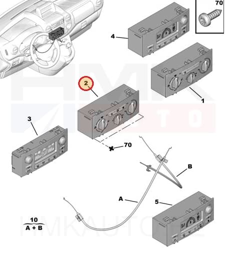 Salongisoojenduse juhtplokk OEM Berlingo/Partner 08- (+AC, +tagaklaasi soojendus)
