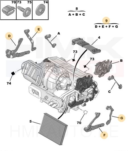 Soojendusahju remontkomplekt OEM Peugeot 508