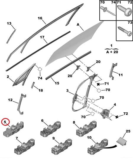 Klaasitõstuki lüliti parem eesmine OEM Citroen C4