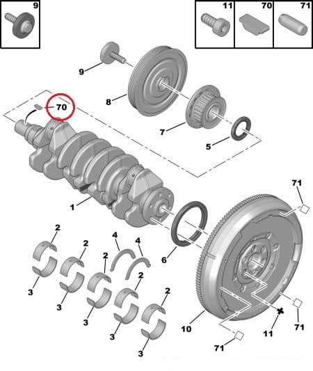 Väntvõlli rihmaratta kiil OEM Peugeot/Citroen