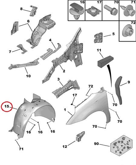 Esilogar vasak OEM Citroen C4