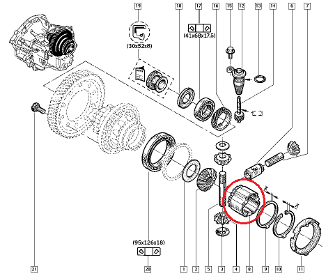 Vasaku veovõlli pesa OEM Renault PK5/PK6 k.kast