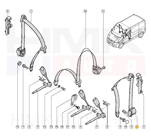 Turvavöö eesmine vasak OEM Renault Trafic II