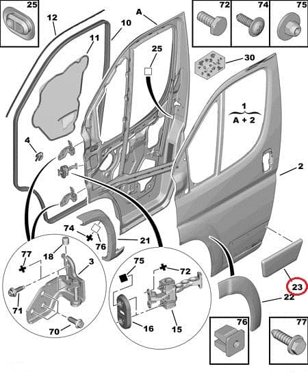 Esiukse liist vasak OEM Jumper/Boxer/Ducato 2006-