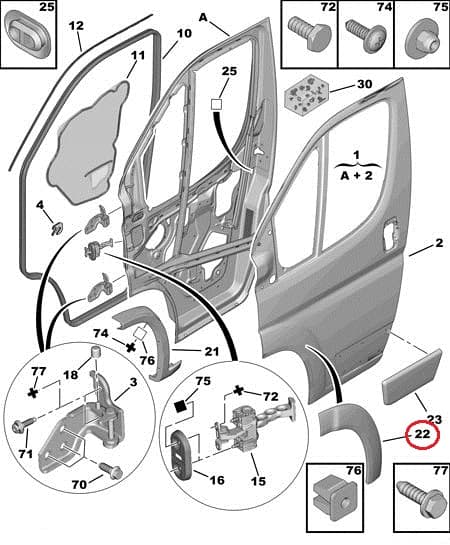 Esiukse koopaääre liist vasak OEM Jumper/Boxer/Ducato 2006-