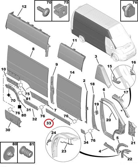 Liugukse liist parem OEM Jumper/Boxer/Ducato 2006- (L2-L3-L4)