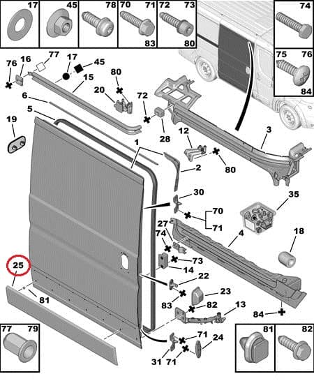 Liugukse/küljepaneeli liist vasak OEM Jumper/Boxer/Ducato 2006- (L1)