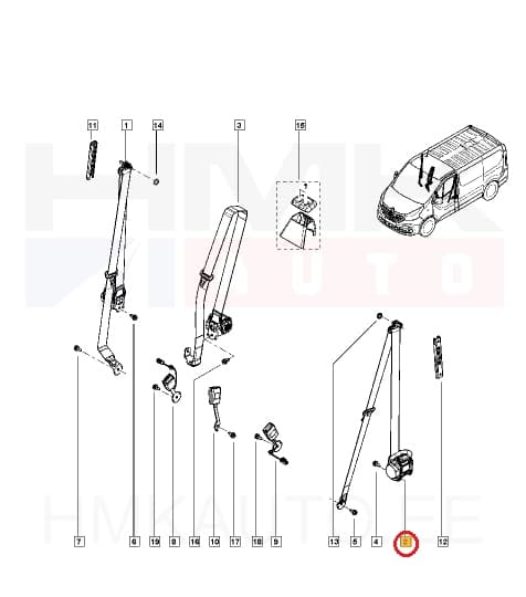 Turvavöö eesmine vasak OEM Renault Trafic III