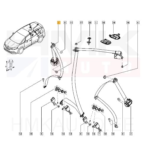 Turvavöö tagumine parem OEM Renault Espace V